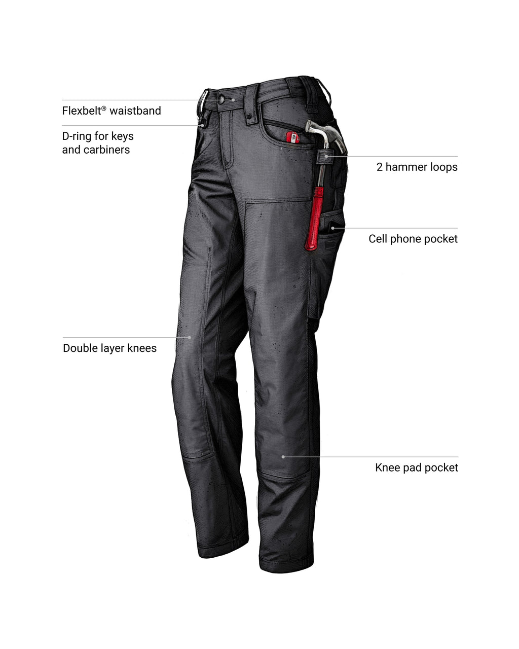 Women's Double Front Ripstop Cargo Work Pants e.s.e:pic